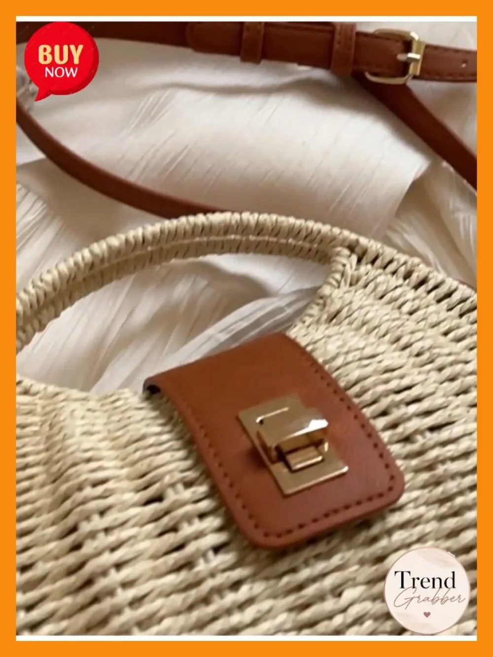 Woven Straw Crossbody Bag with PU Flap | Top Handle Rattan Handbag for Beach